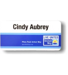 1.5" x 3" Glossy Plastic Name Badge w/Full Color Imprint & Personalization
