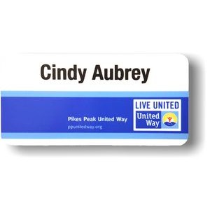 1.5" x 3" Glossy Plastic Name Badge w/Full Color Imprint & Personalization