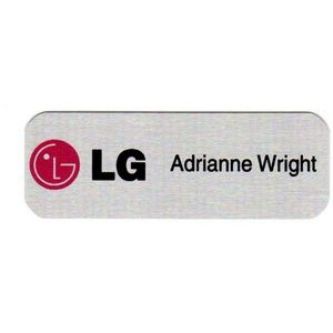 1.25" x 3" Aluminum Name Badge w/Full Color Imprint & Personalization